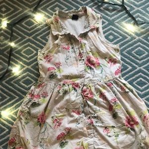 White floral button down dress